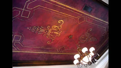 Italian fantasy hand-painted faux finish gilded ceiling - Point Loma, CA