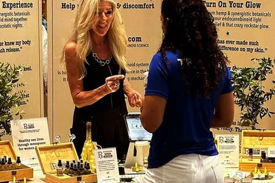 Heather Reilly Hiemstra at the Rockstar Blends booth, SRQ Women's Expo