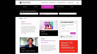 Univision B2B website 